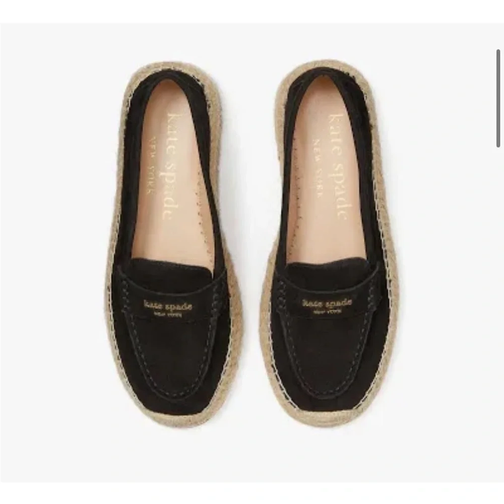 Kate Spade New York eastwell espadrille flat Black suede Sheep leather 5.5